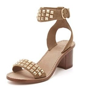 Ash Pearl Gold Studded Suede Leather Sandals